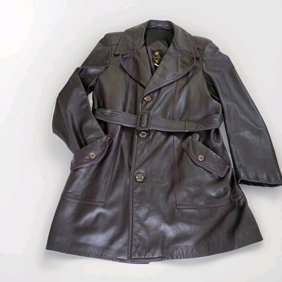 VTG Jeno De Paris Leather Coat Mens 40 Brown Mid Length LS Lined  Buttons FLAW - Picture 9 of 16